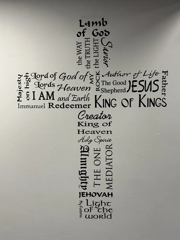 words in the shape of a cross